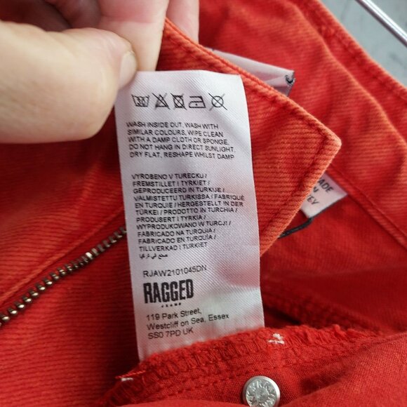 The Ragged Priest Butt Cut Mom Jeans Women's 26 Red Orange Cougar Torn Crop NEW - Picture 13 of 16